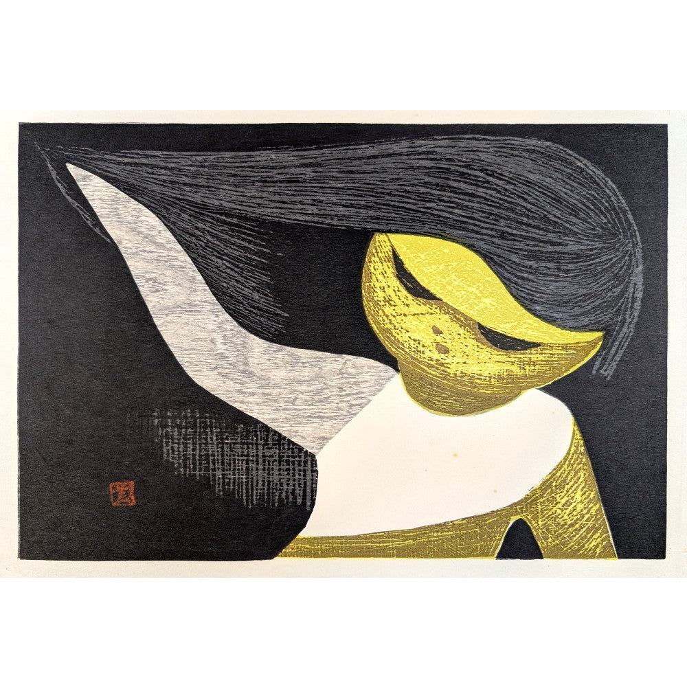 Gentle Breeze by Kaoru Kawano | Wind-Swept Woodblock Print | Kumo Arts
