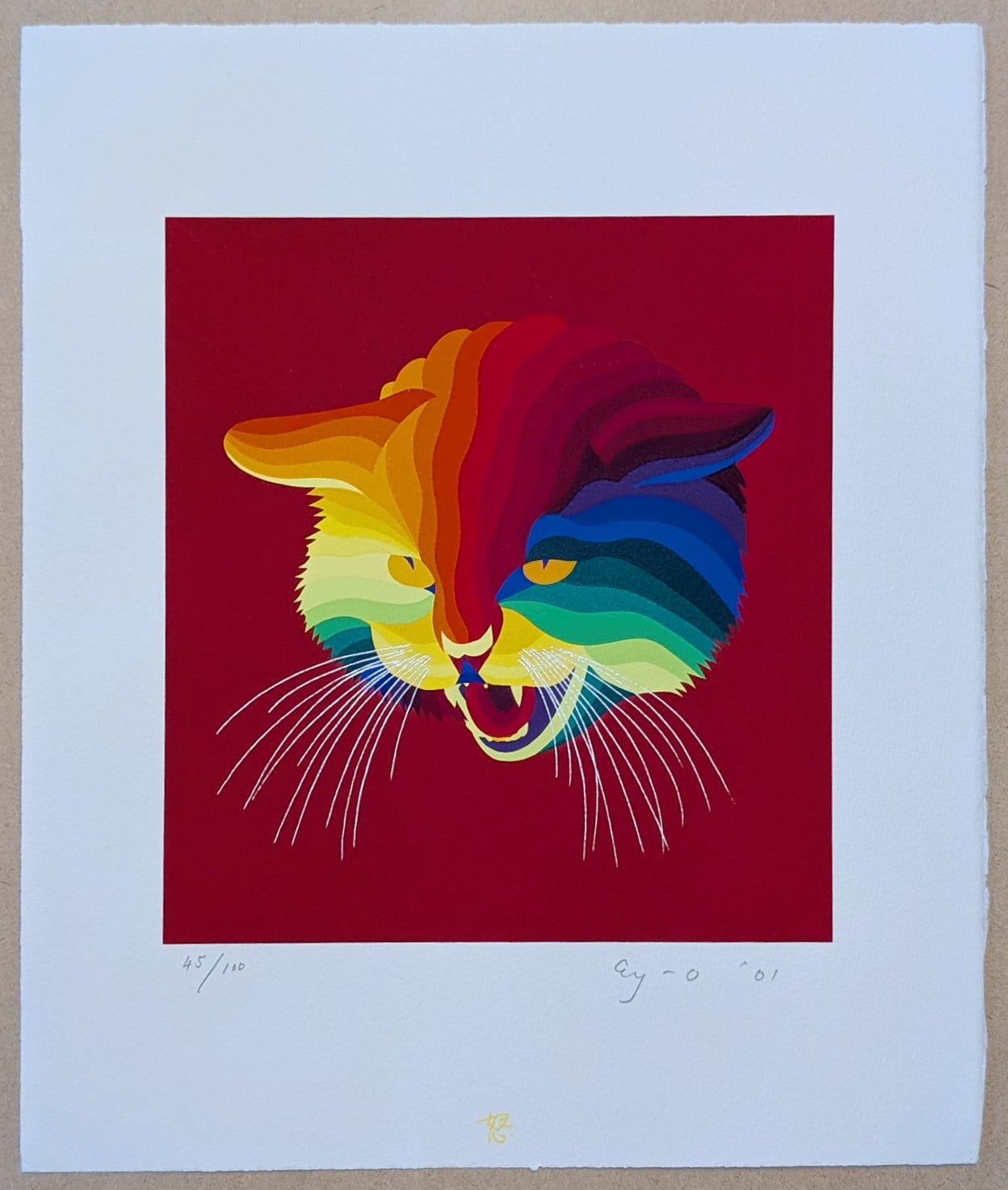 Anger (Red) - Rainbow Cat by Ay‑O | Japanese Silkscreen | Kumo Arts