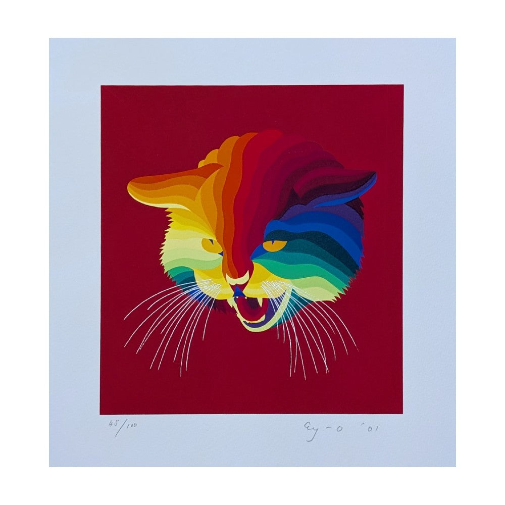 Anger (Red) - Rainbow Cat by Ay‑O | Japanese Silkscreen | Kumo Arts
