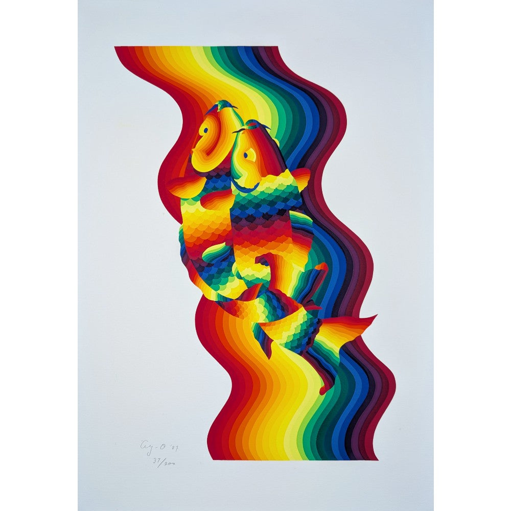 ジョウ路子（MICHIKO ZHOU）シルクスクリーン　猿と人間　1991年 Silkscreen (シルクスクリーン)