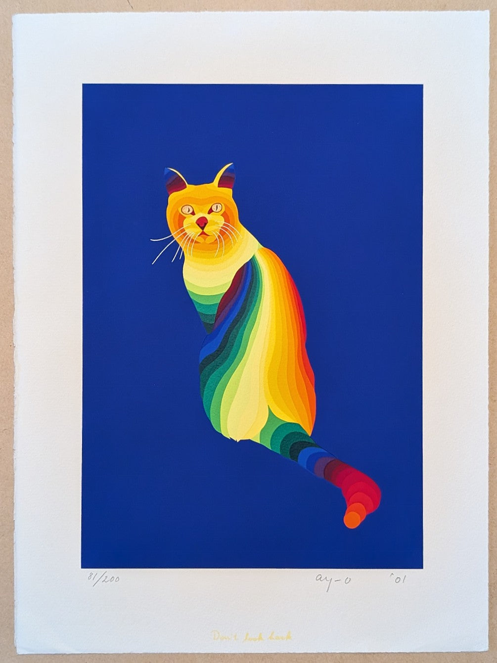 希少！　洋書 『artist AYE KO』 エー・コー、現代アート、ミャンマー Do Not Look Back - Rainbow Cat Silkscreen by Ay‑O | Kumo Arts