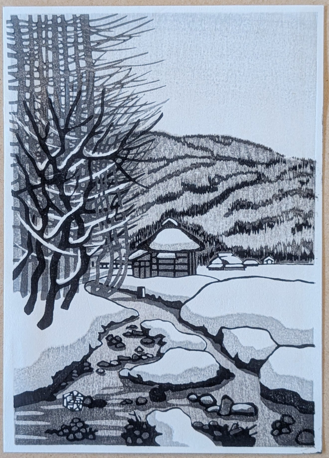 Gihachiro Okuyama - 白馬村大楢川のお堂 (Temple Hall on the Ōnaragawa River, Hakuba Village)