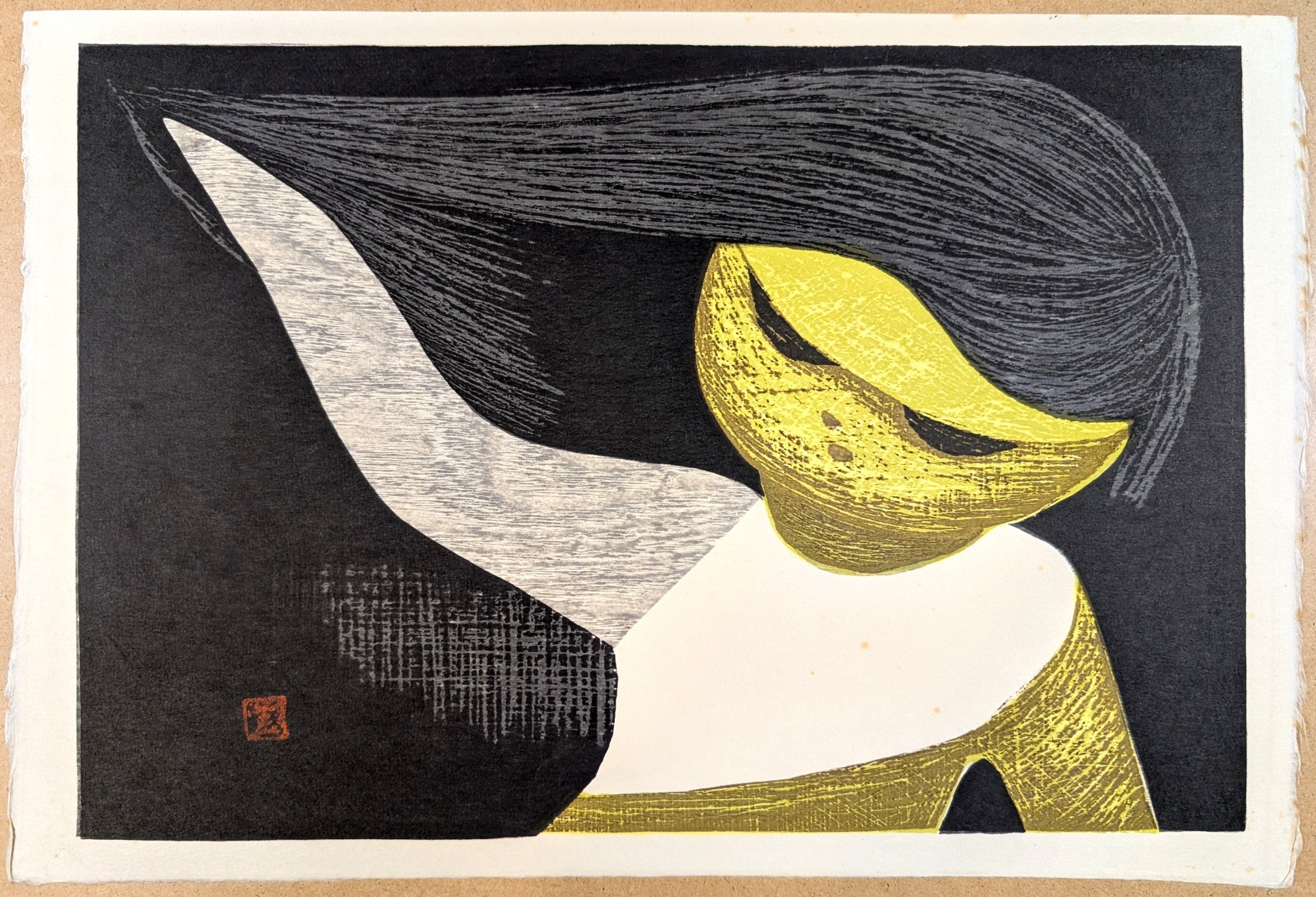 Gentle Breeze by Kaoru Kawano | Wind-Swept Woodblock Print | Kumo Arts
