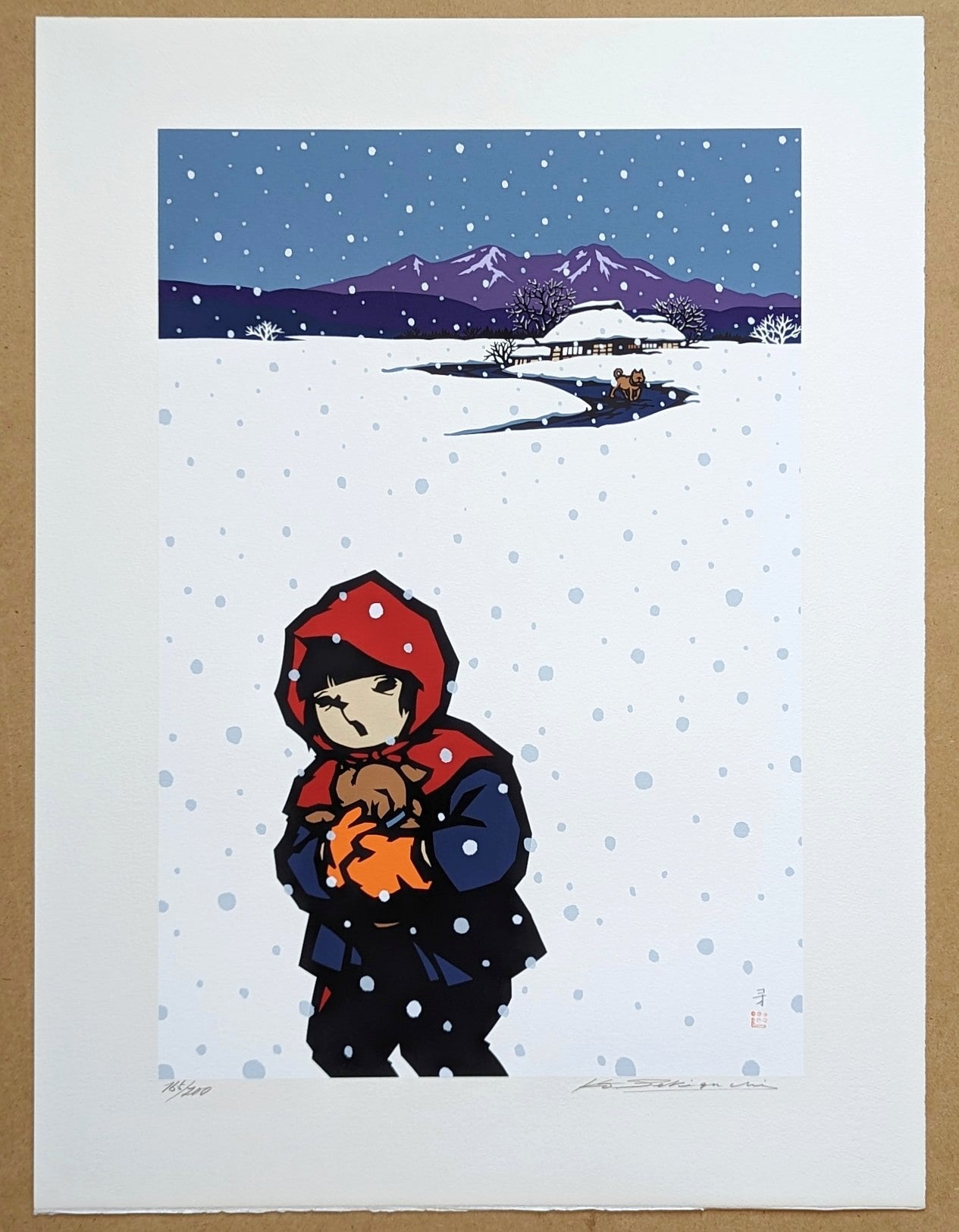 ジョウ路子（MICHIKO ZHOU）シルクスクリーン　猿と人間　1991年 Silkscreen (シルクスクリーン)