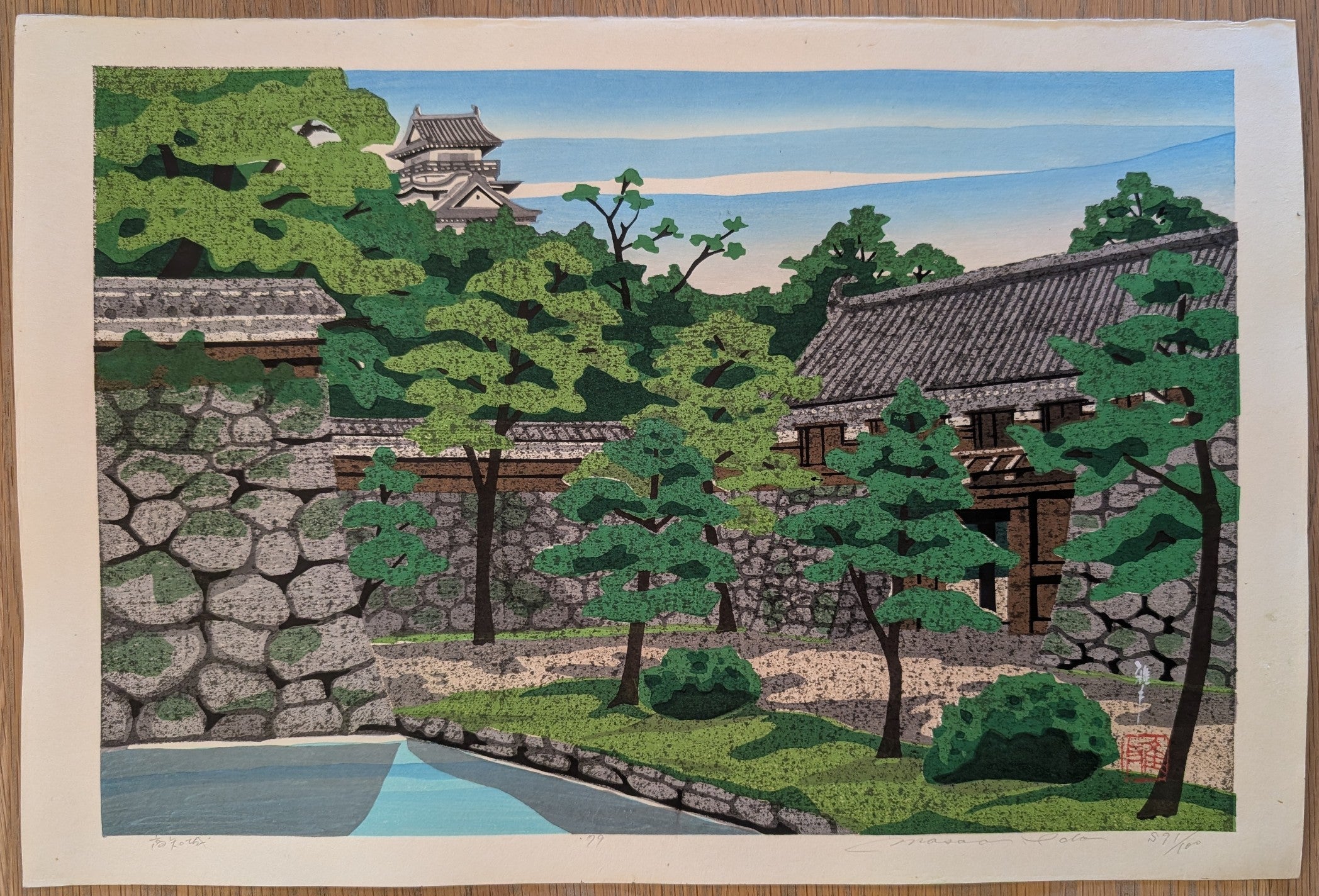 Kochi Castle by Masao Ido | Japanese Castle Woodblock | Kumo Arts