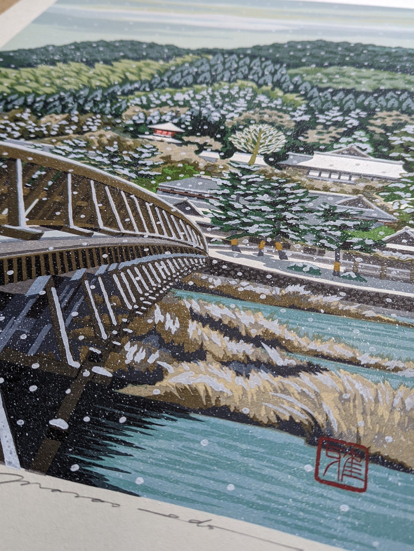 Masao Ido - 雪月花 嵐山 (Snow, Moon, & Flowers - Arashiyama)